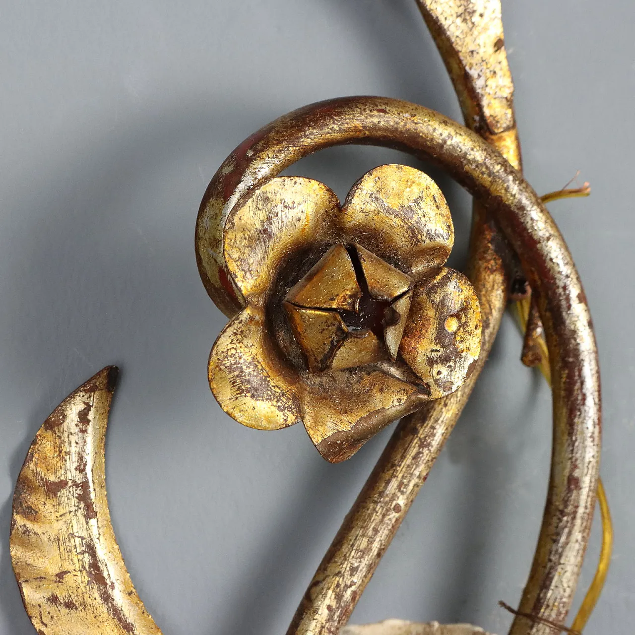 Pair of iron and sheet metal wall lights, late 19th century 5