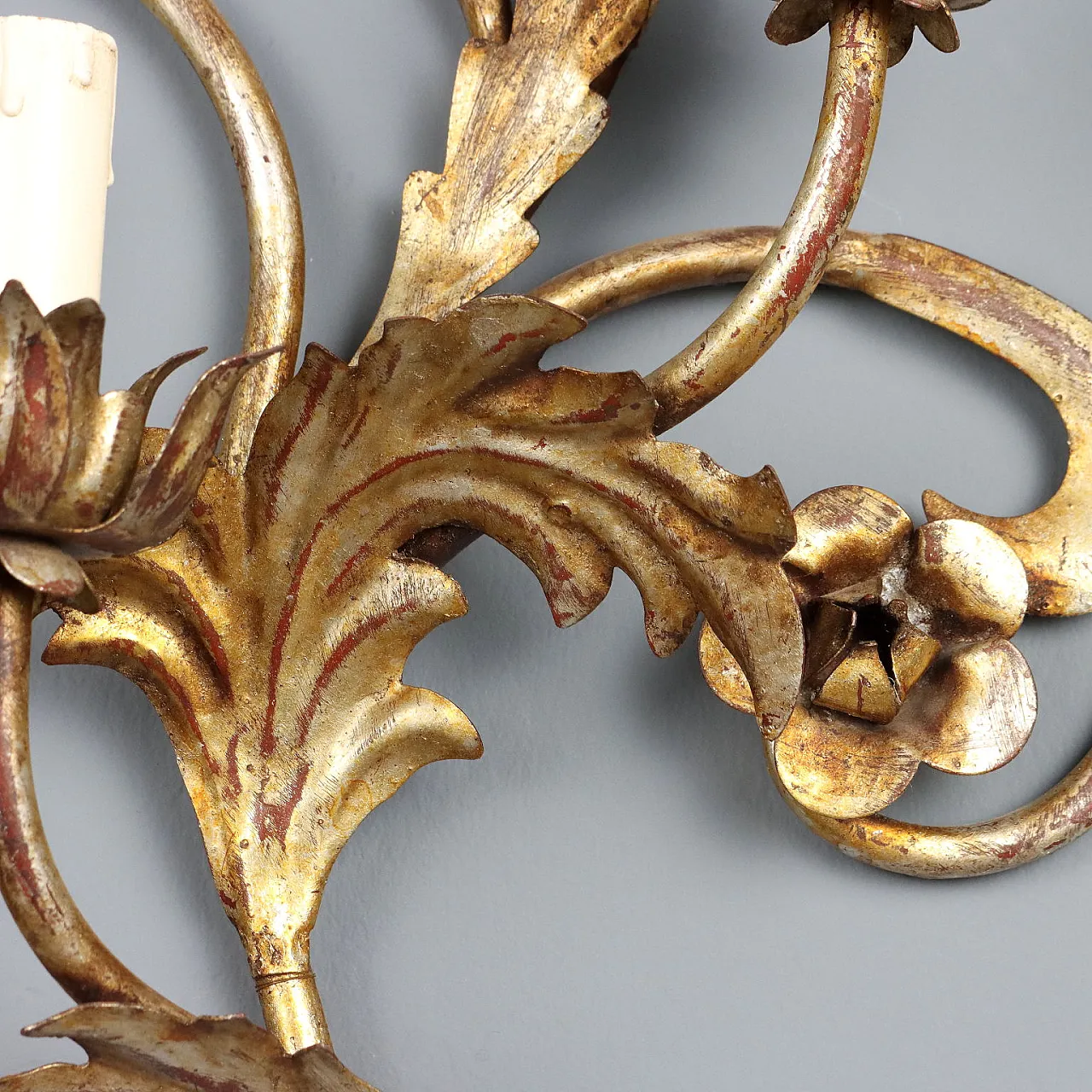 Pair of iron and sheet metal wall lights, late 19th century 7