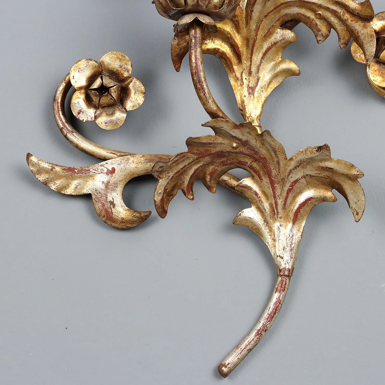 Pair of iron and sheet metal wall lights, late 19th century 8