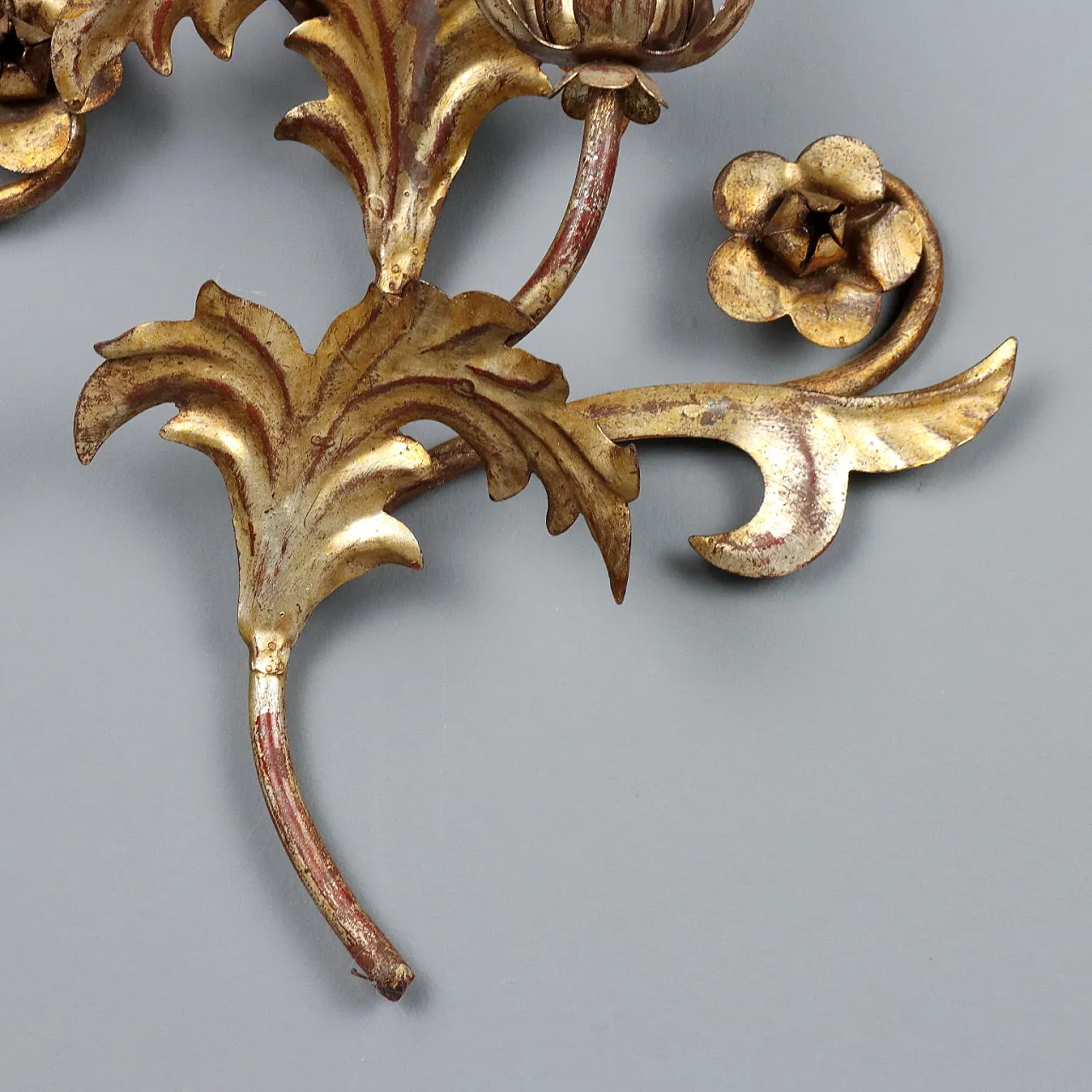 Pair of iron and sheet metal wall lights, late 19th century 9