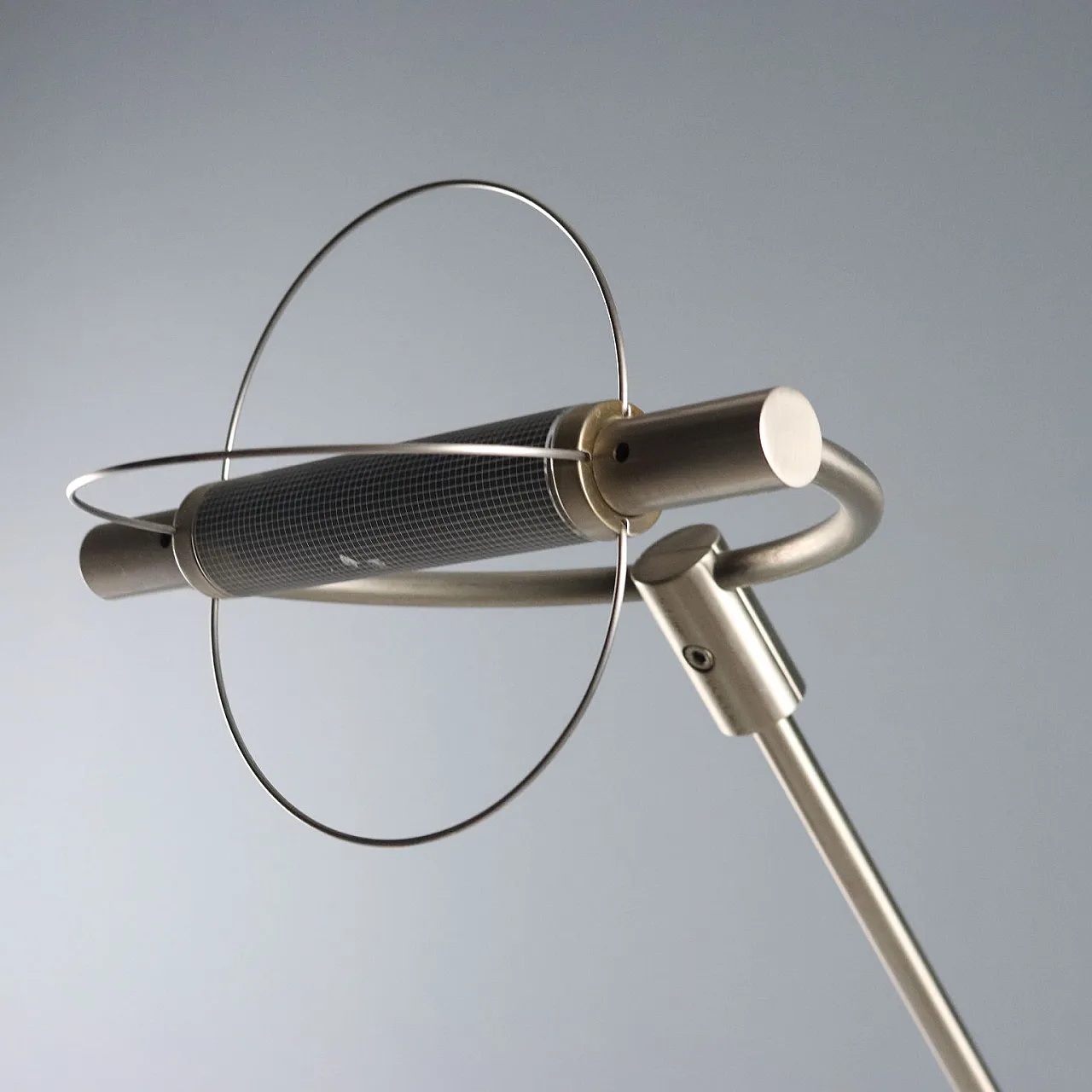 Lampada da tavolo con base in vetro e stelo in metallo satinato, '900 6