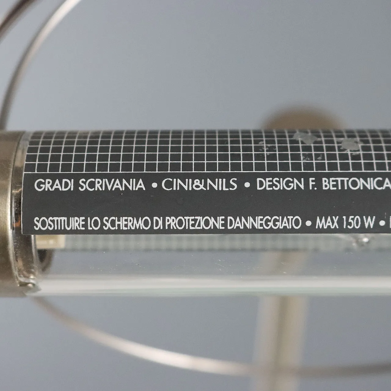 Lampada da tavolo con base in vetro e stelo in metallo satinato, '900 7