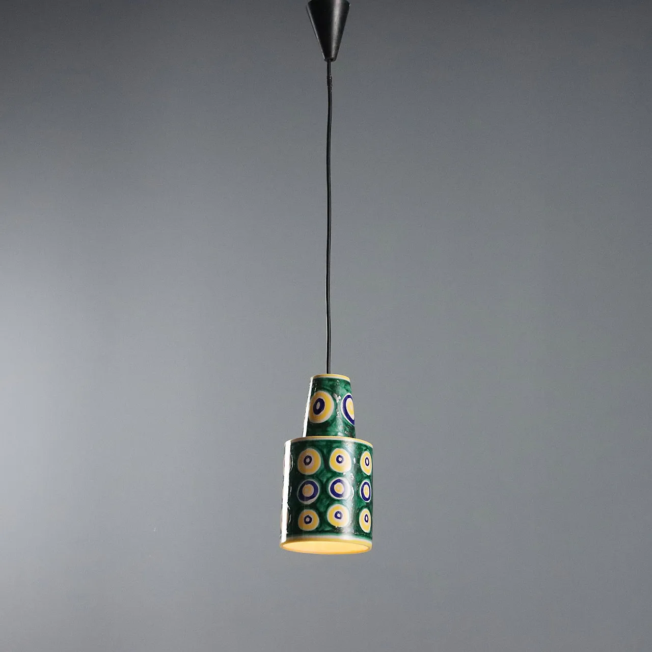 Ceiling lamp with glazed ceramic shade, 20th century 1