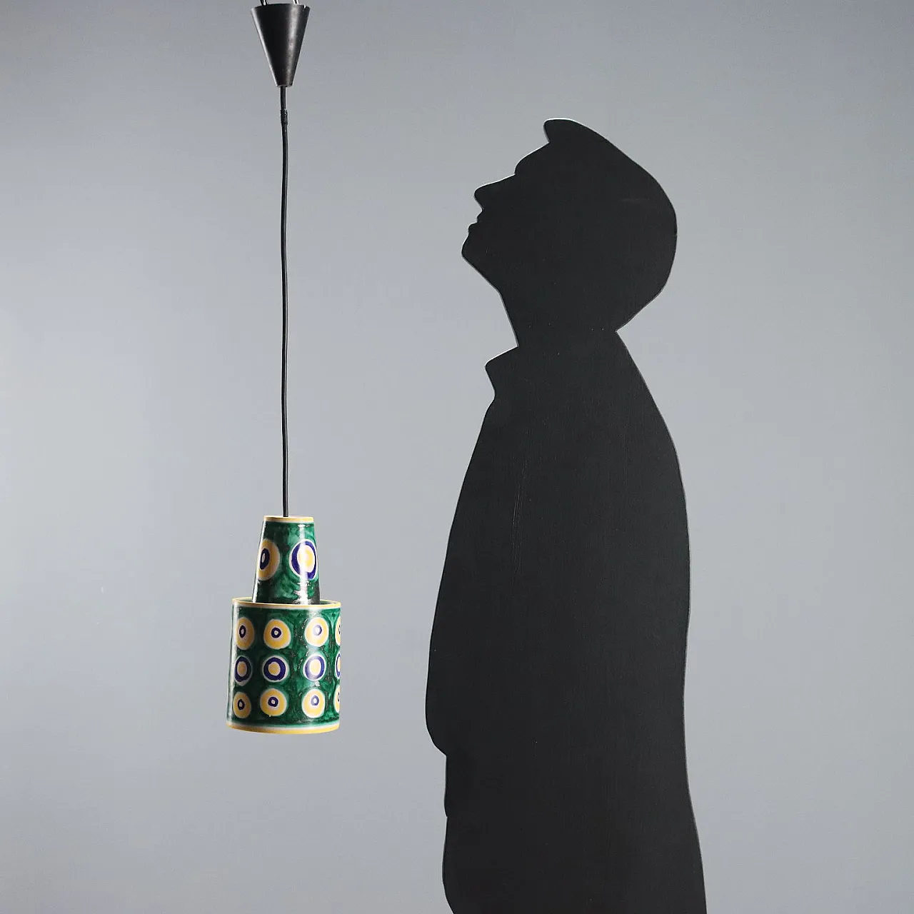 Ceiling lamp with glazed ceramic shade, 20th century 2