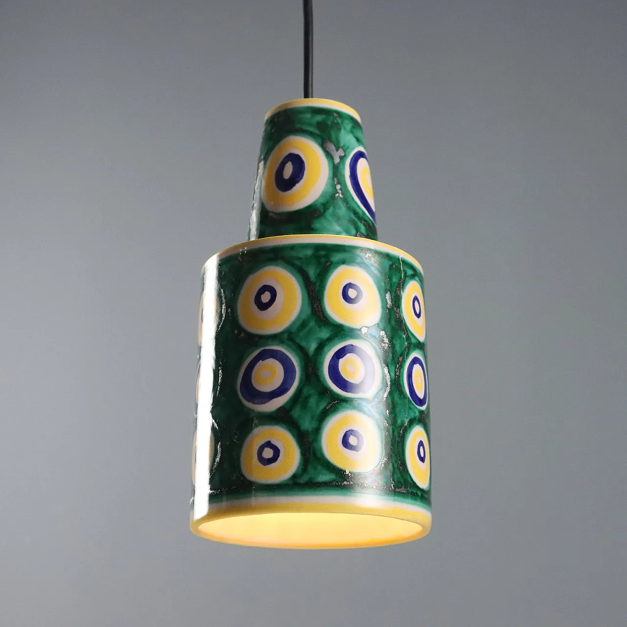 Ceiling lamp with glazed ceramic shade, 20th century 3