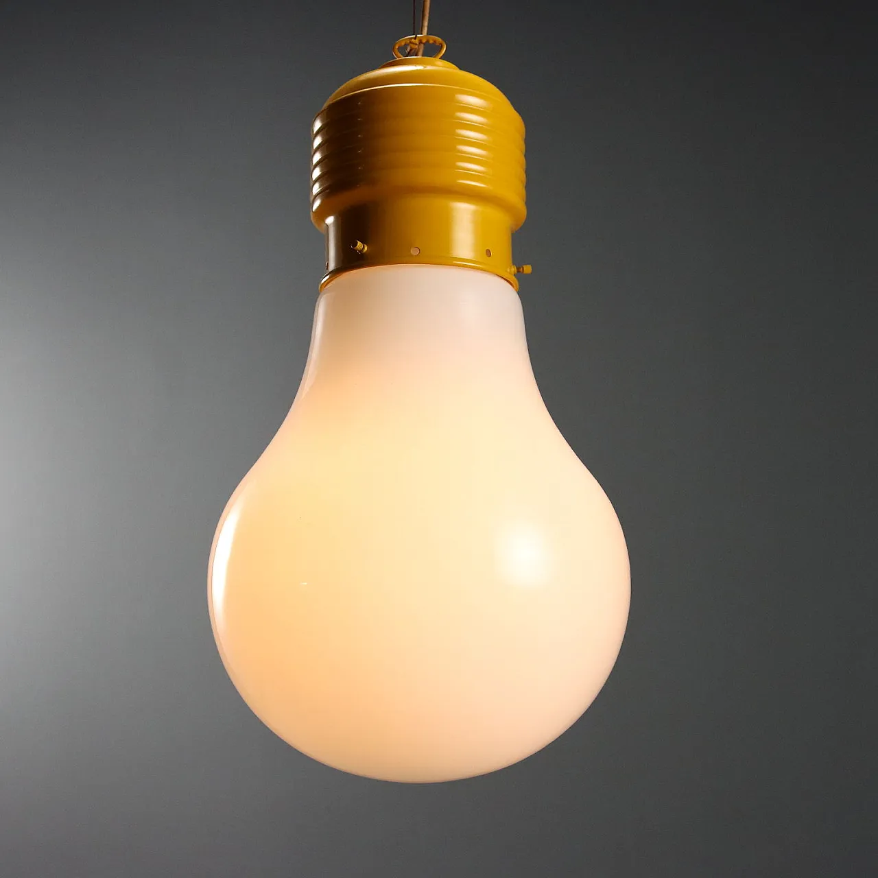 Lacquered metal chandelier with glass bulb diffuser, 20th century 3