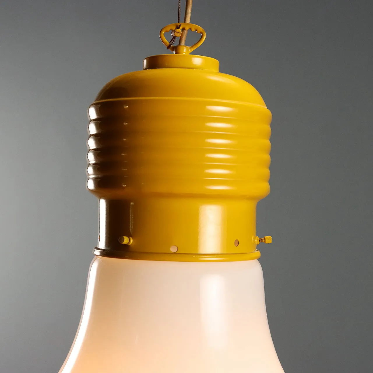 Lacquered metal chandelier with glass bulb diffuser, 20th century 4