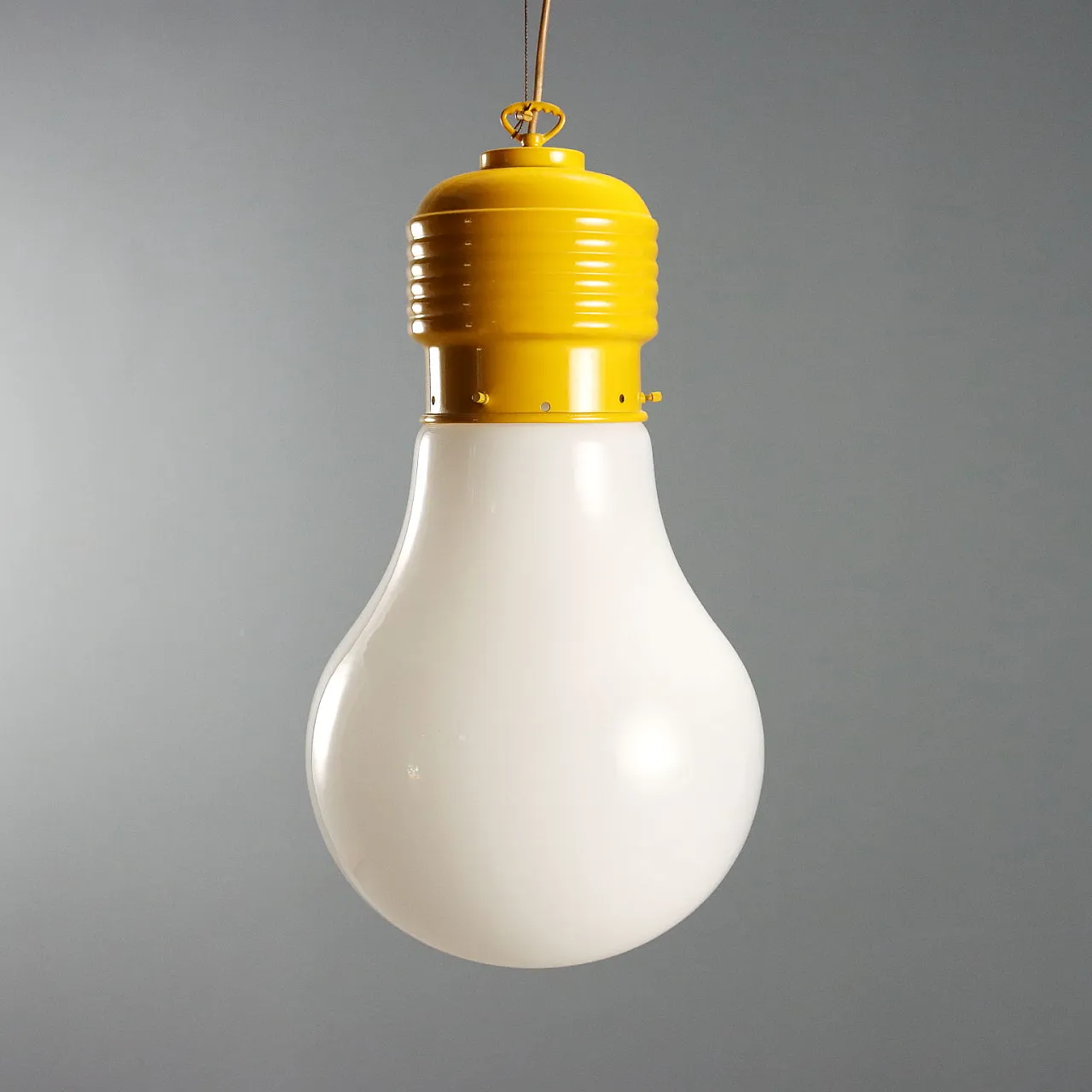 Lacquered metal chandelier with glass bulb diffuser, 20th century 5