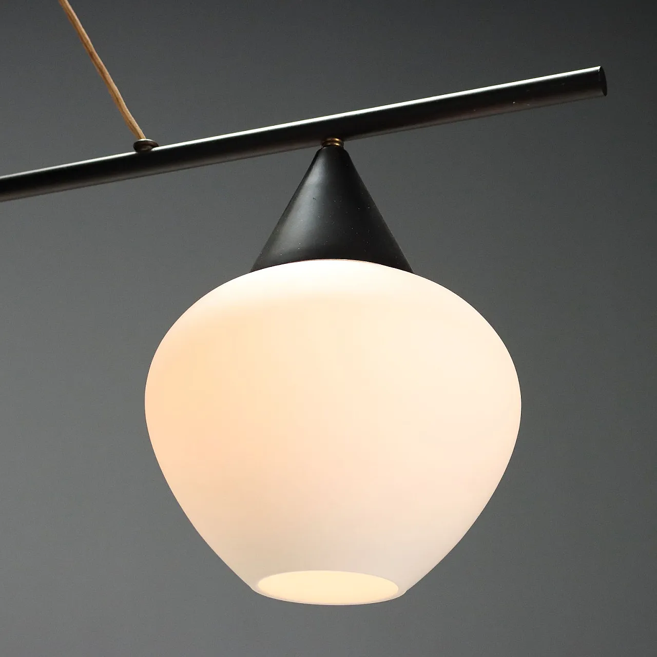 Lacquered metal lamp with opal glass diffusers, 20th century 4