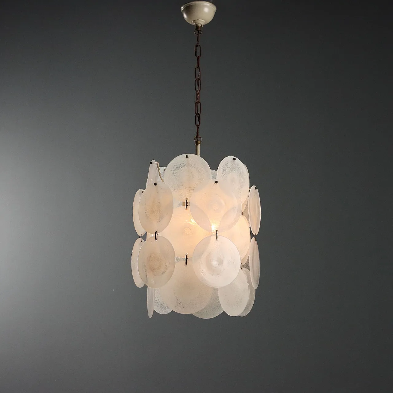 Lamp with metal frame and Murano glass discs, 20th century 1