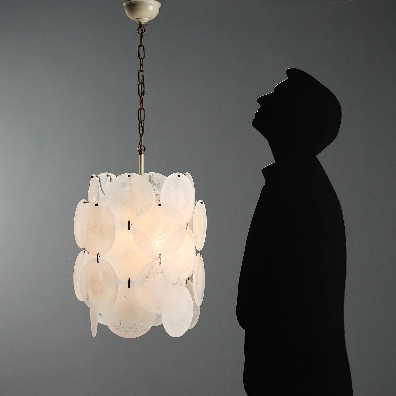 Lamp with metal frame and Murano glass discs, 20th century 2