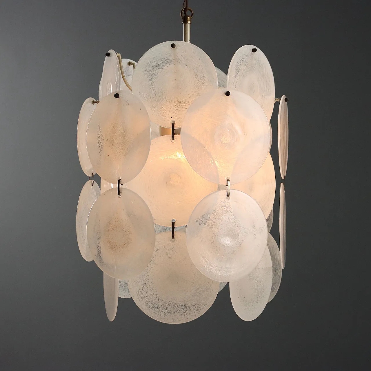 Lamp with metal frame and Murano glass discs, 20th century 3