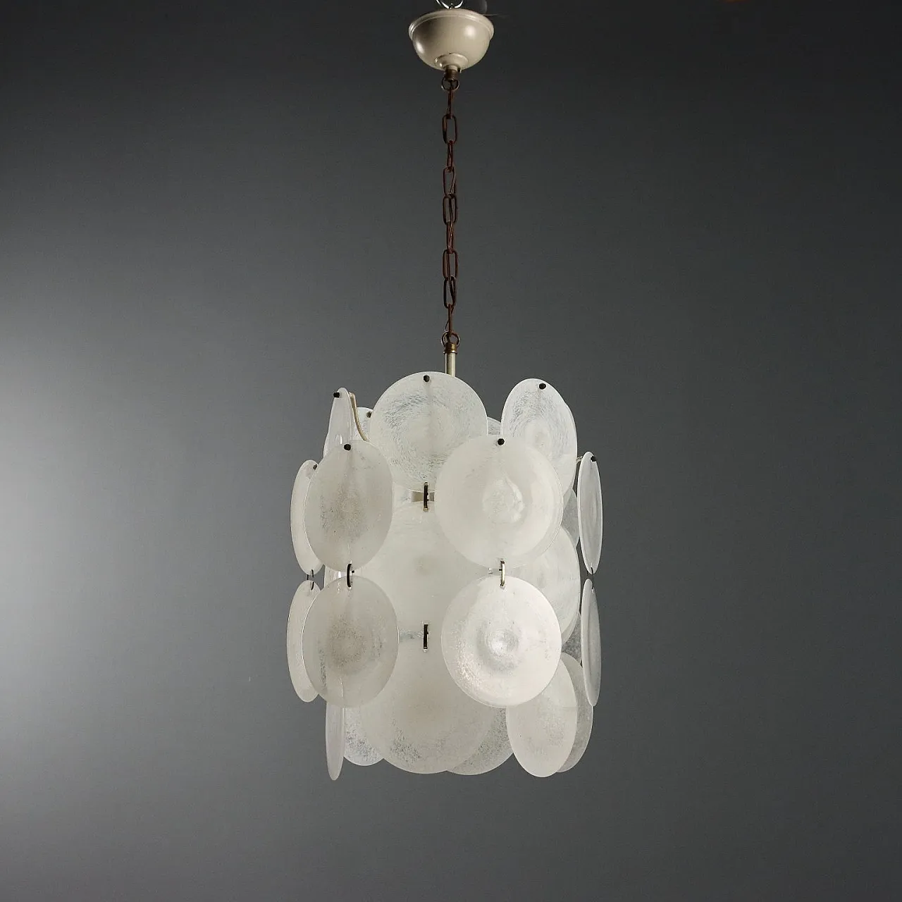 Lamp with metal frame and Murano glass discs, 20th century 10