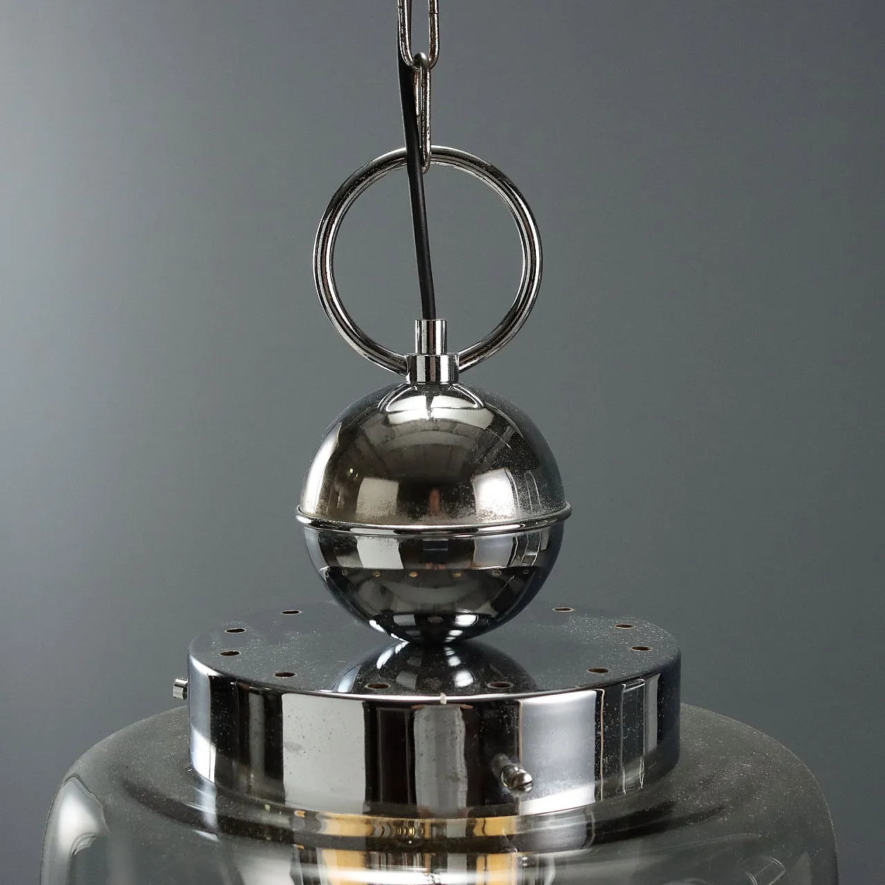 Chrome-plated metal lamp with glass diffuser, 20th century 4