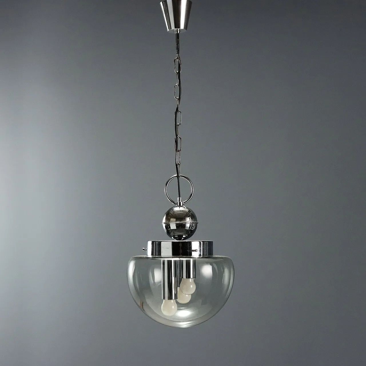 Chrome-plated metal lamp with glass diffuser, 20th century 5