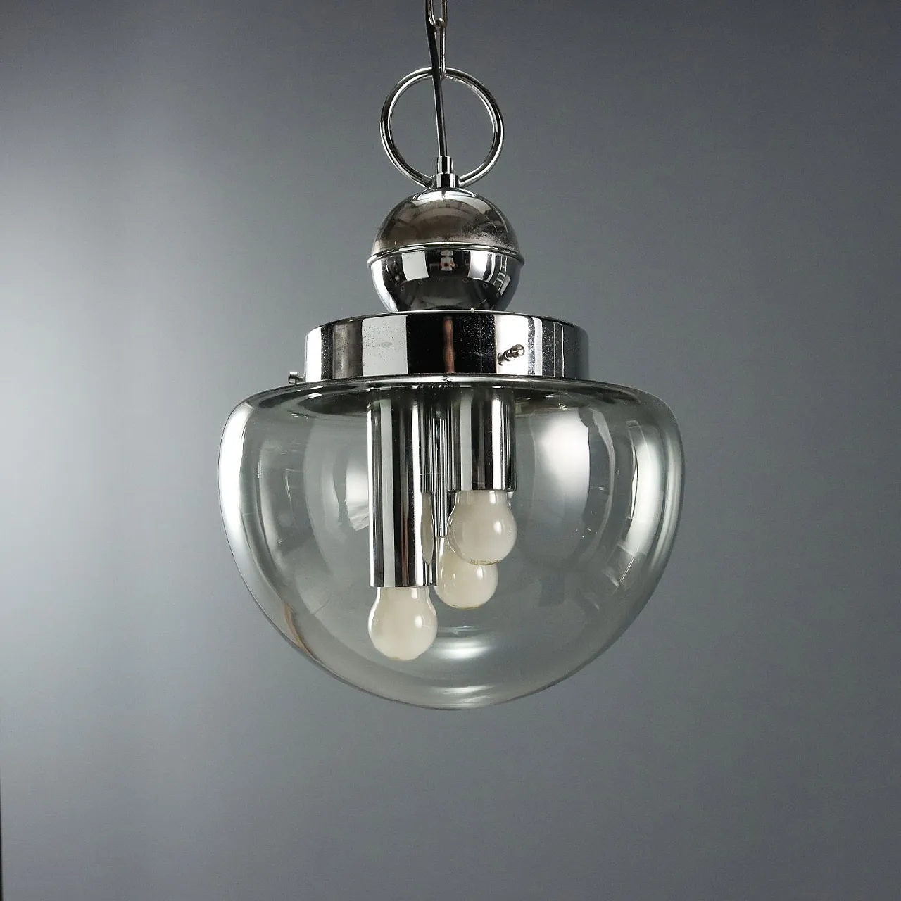 Chrome-plated metal lamp with glass diffuser, 20th century 6