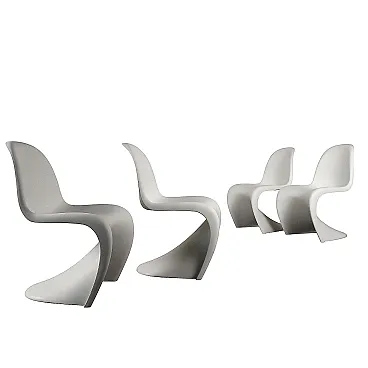 4 white Panton chairs by Verner Panton for Vitra, 1980s-1990s