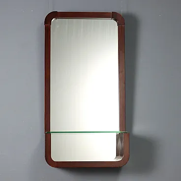 Consolle con piano in vetro e impiallacciatura di legno esotico, '900