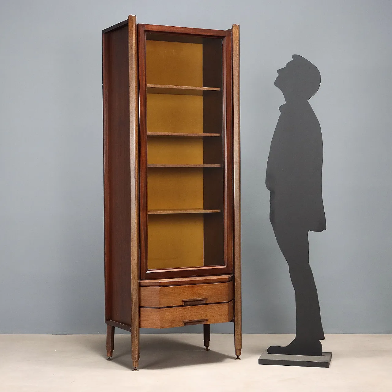 Vetrina espositiva in impiallacciatura di legno esotico, '900 2