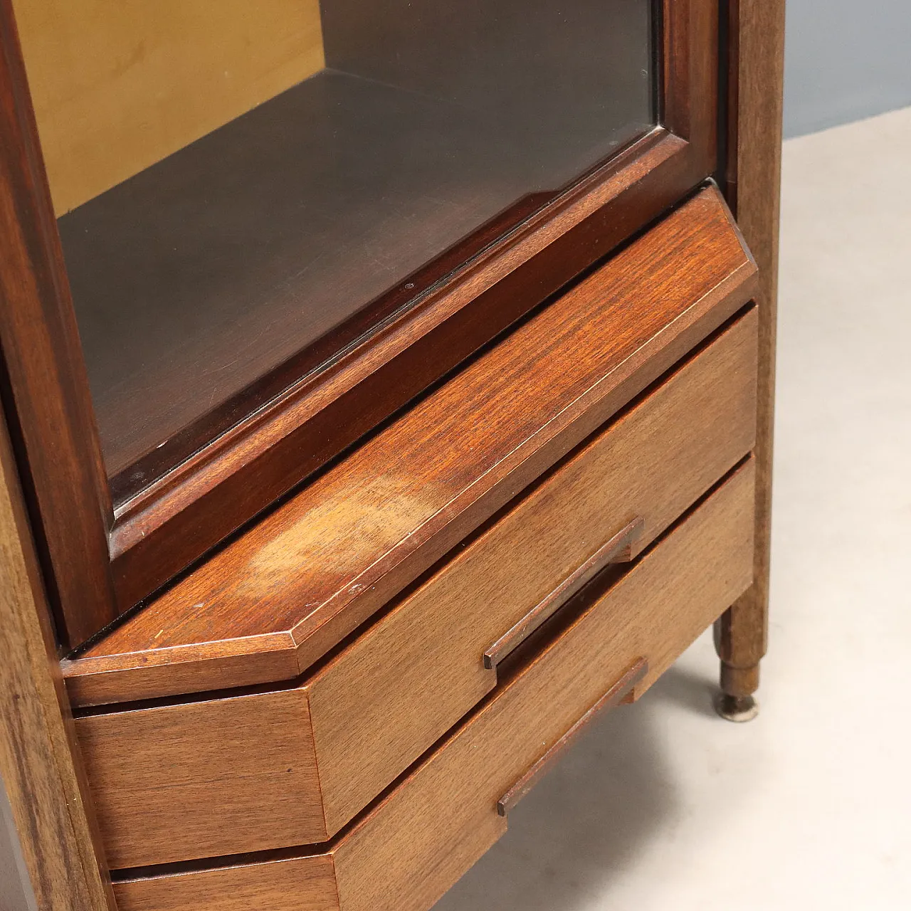 Vetrina espositiva in impiallacciatura di legno esotico, '900 6