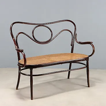 Two-seater sofa in walnut-stained curved beech, late 19th century