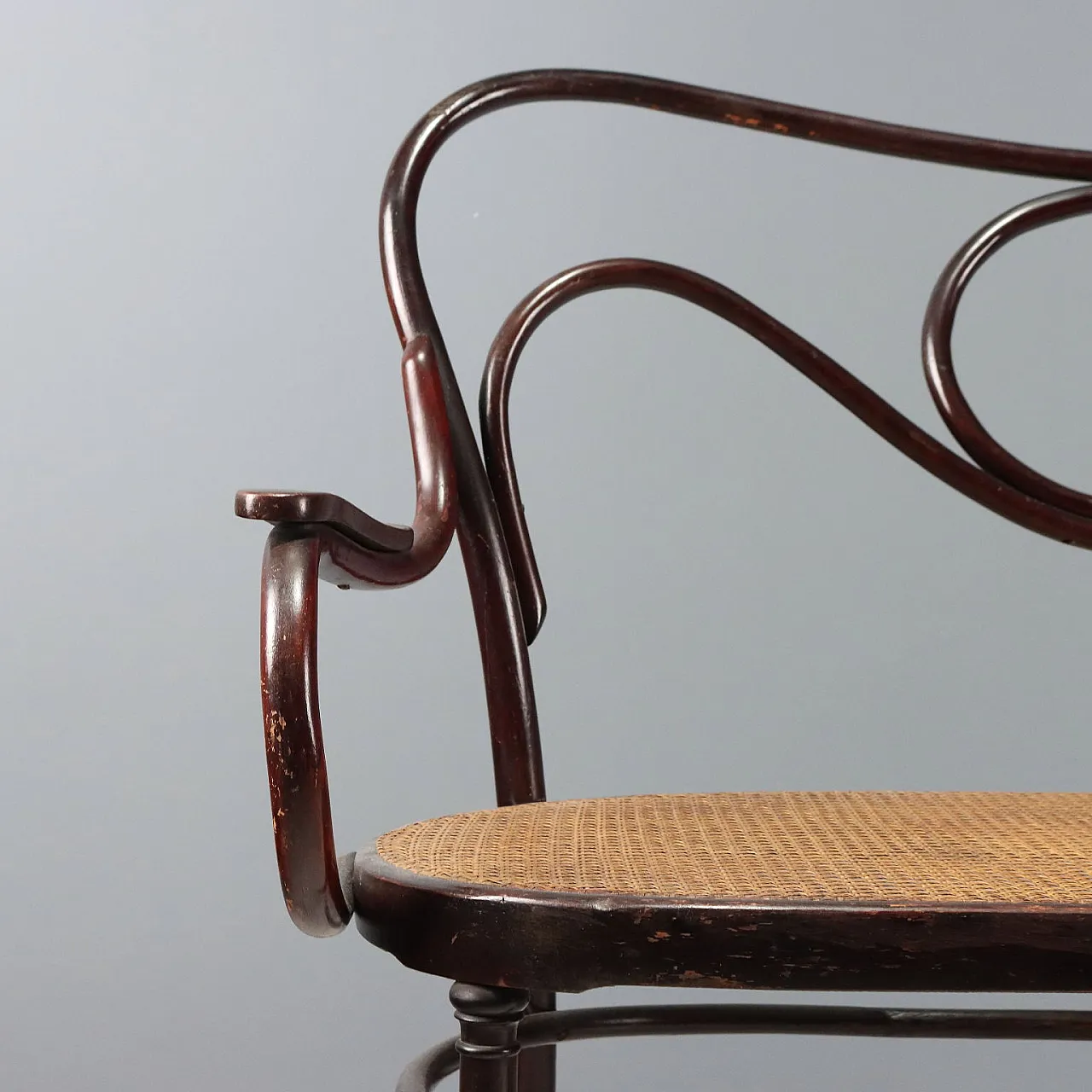 Divano due posti in faggio curvato tinto noce, stile Thonet, fine '800 5