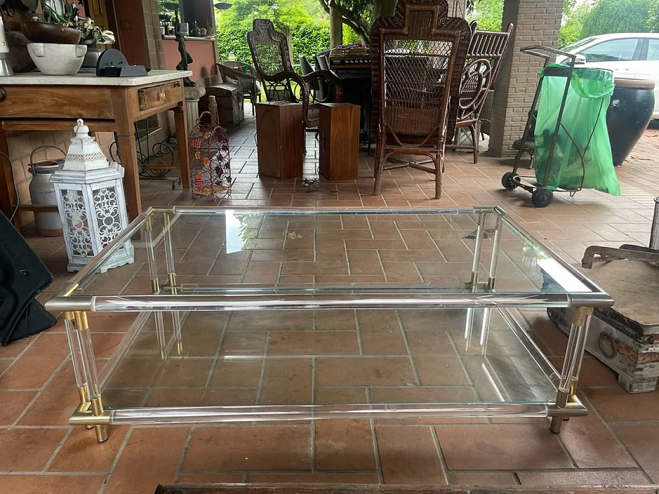 Large crystal and acrylic coffee table, Italy, 1970s 1