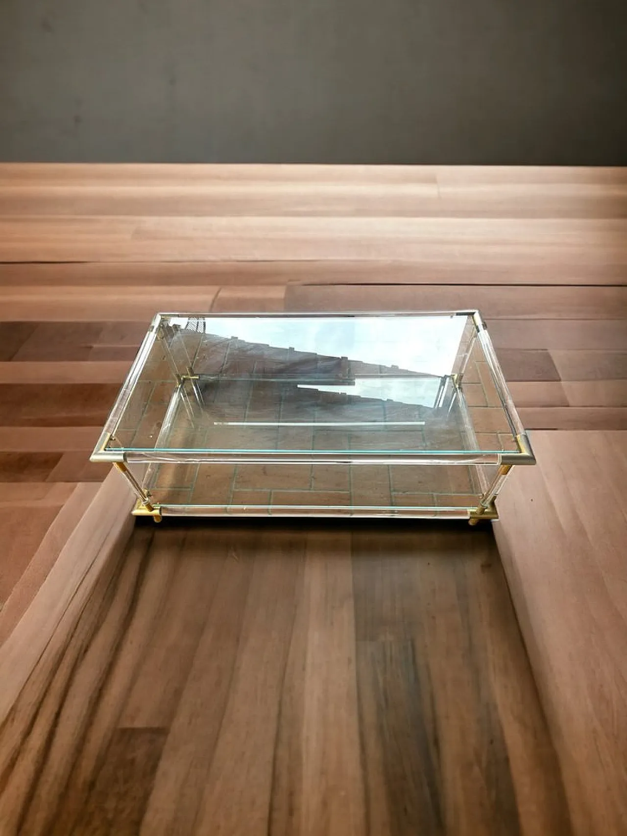 Large crystal and acrylic coffee table, Italy, 1970s 3