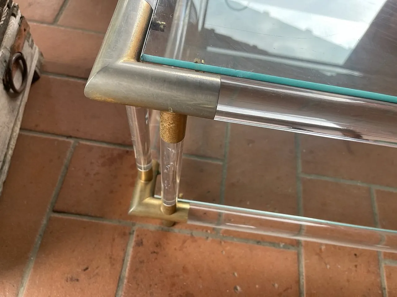 Large crystal and acrylic coffee table, Italy, 1970s 6