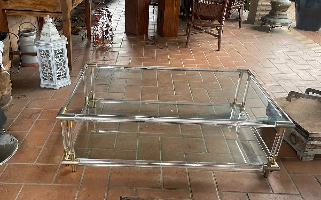 Large crystal and acrylic coffee table, Italy, 1970s 11