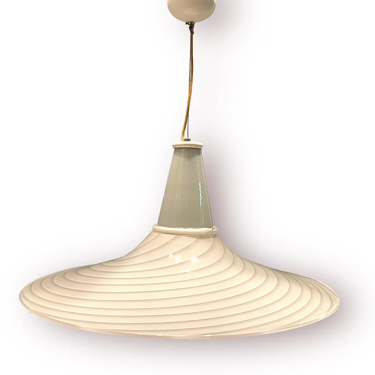 Murano glass Swirl pendant lamp by Paolo Venini, 1970s 1