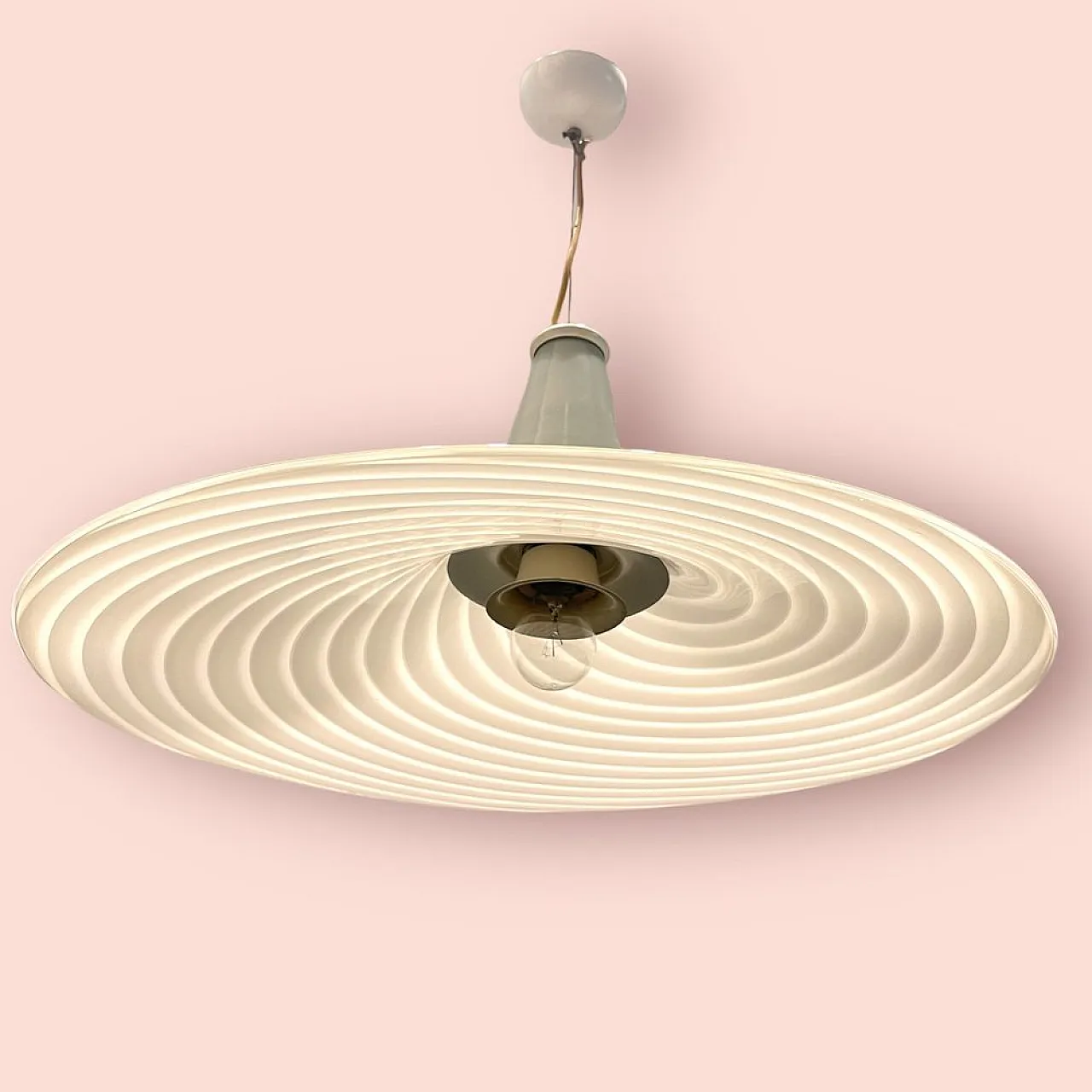 Murano glass Swirl pendant lamp by Paolo Venini, 1970s 2