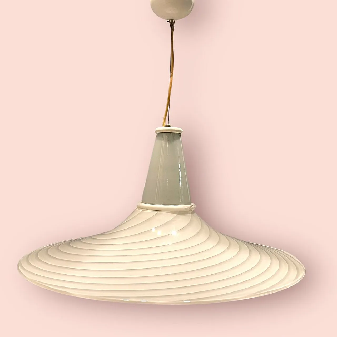 Murano glass Swirl pendant lamp by Paolo Venini, 1970s 3