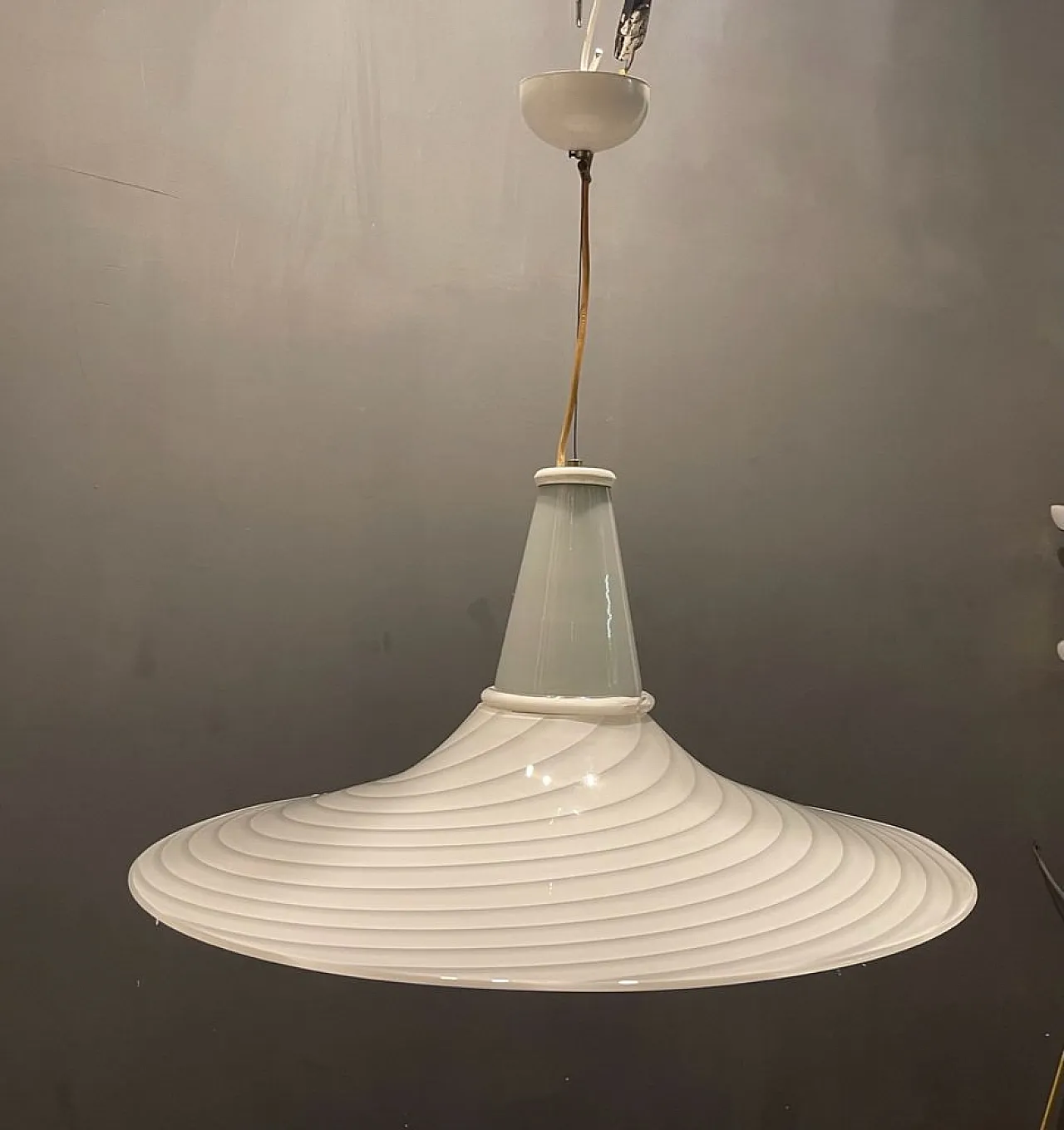 Murano glass Swirl pendant lamp by Paolo Venini, 1970s 5