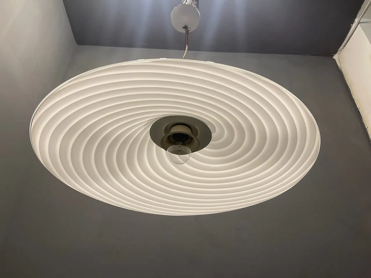 Murano glass Swirl pendant lamp by Paolo Venini, 1970s 8