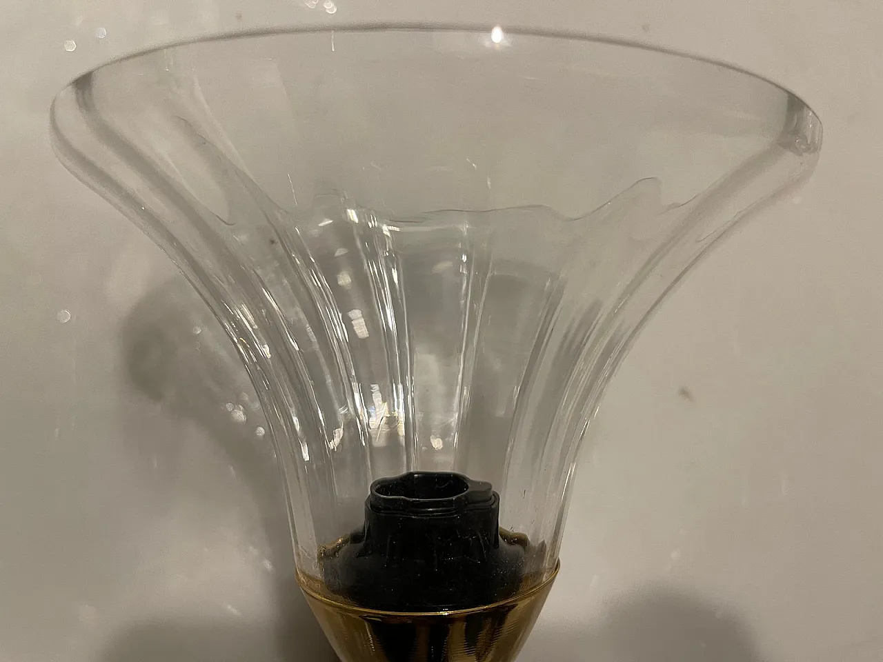 Coppia di applique in vetro di Murano in ottone, anni '80 2