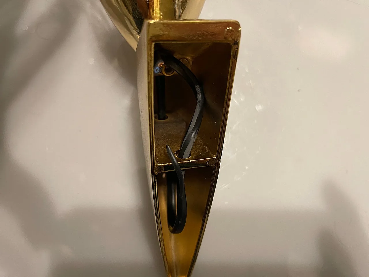 Coppia di applique in vetro di Murano in ottone, anni '80 4