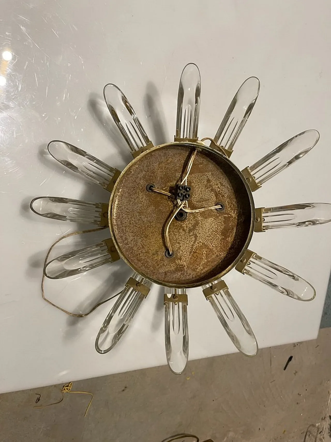 Mid-Century crystal and brass table lamp by Gaetano Sciolari, 1970s 4