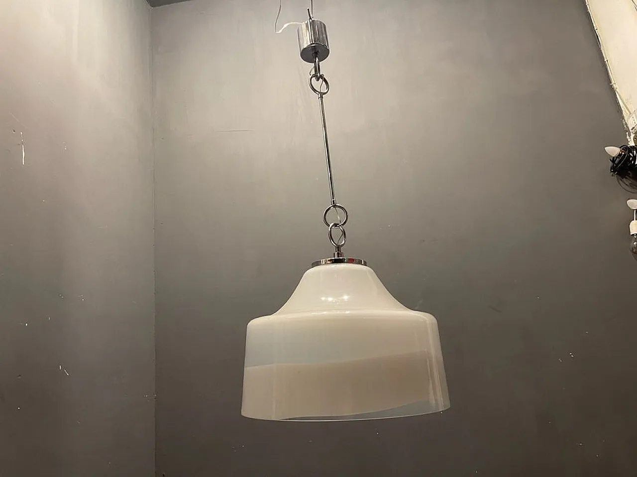 Lampada a sospensione Mid-Century in vetro di Murano e metallo cromato di Mazzega, anni '70 6
