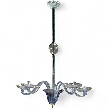 Lampadario in vetro soffiato colorato di Murano, fine '800