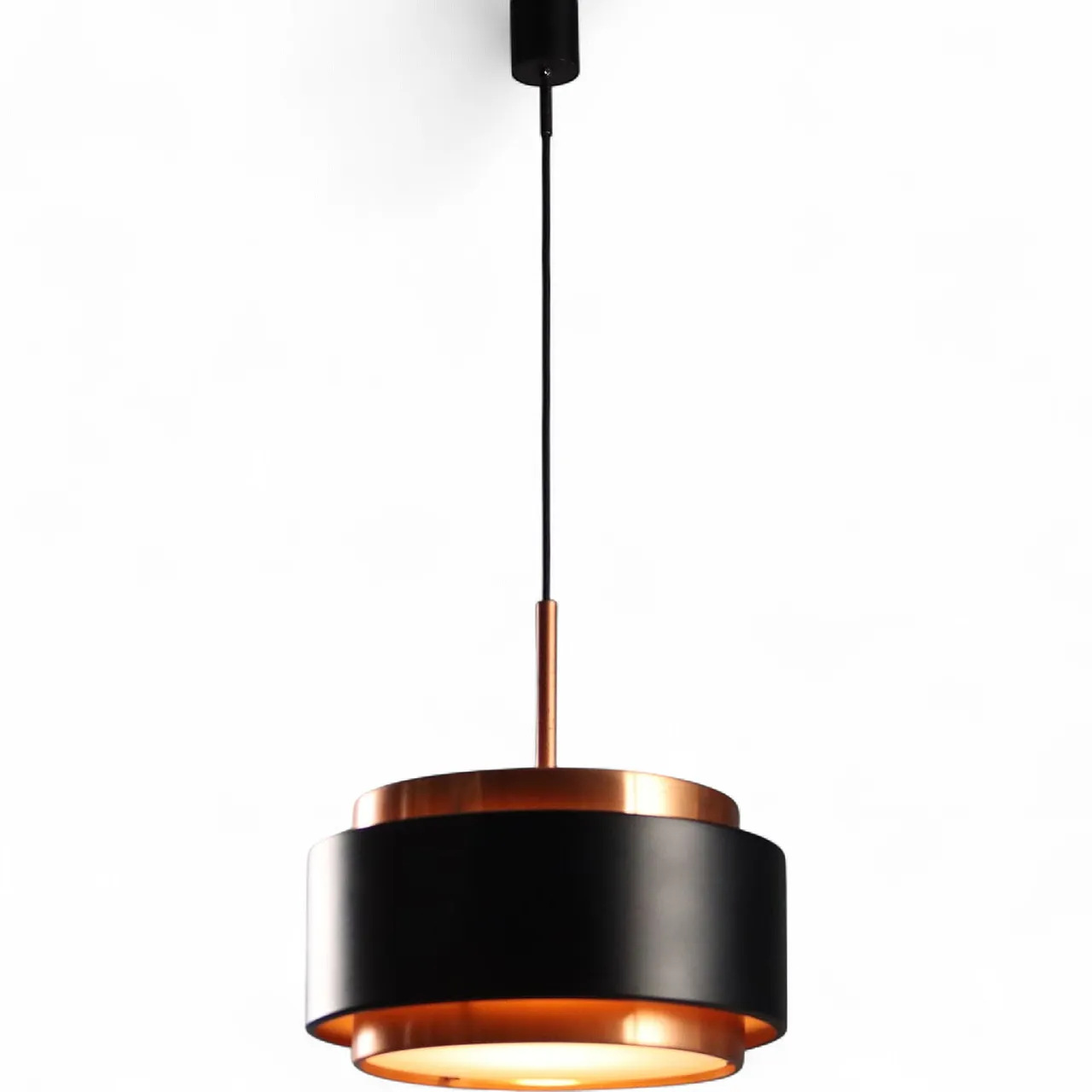 Lampadario in metallo rame spazzolato e metallo verniciato, '900 7