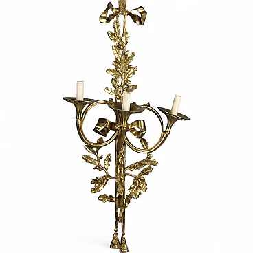 Lampada da parete in bronzo dorato, '800