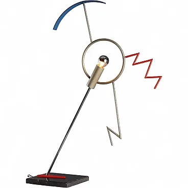 Lampada Valencia in marmo, acciaio nichelato e laccato, '900