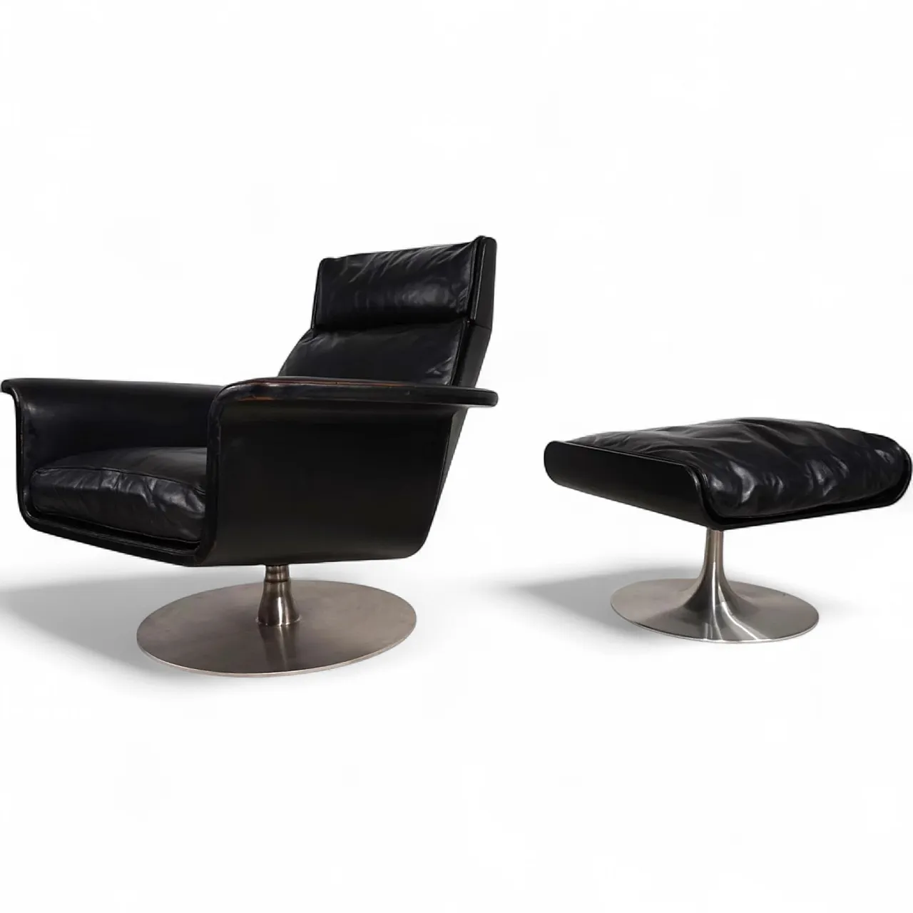 Kaufeld Siesta 62 leather armchair by Jacques Brule, 1960s 13