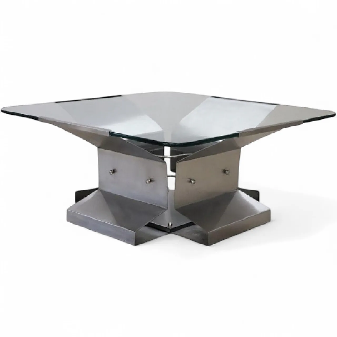 Coffee table in steel and glass, 1970s 11