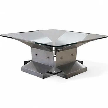 Coffee table in steel and glass, 1970s