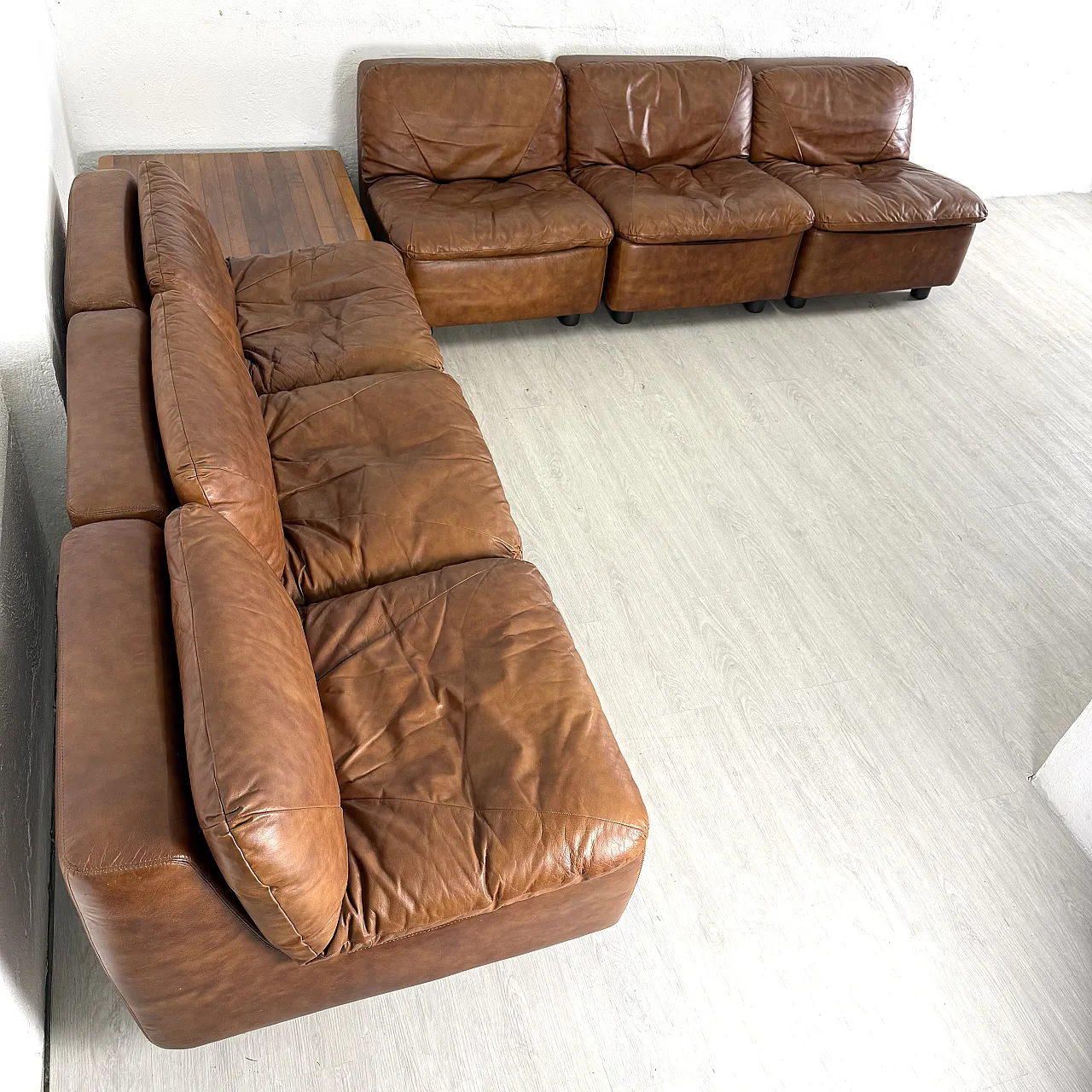 Modular leather sofa, 70s 2