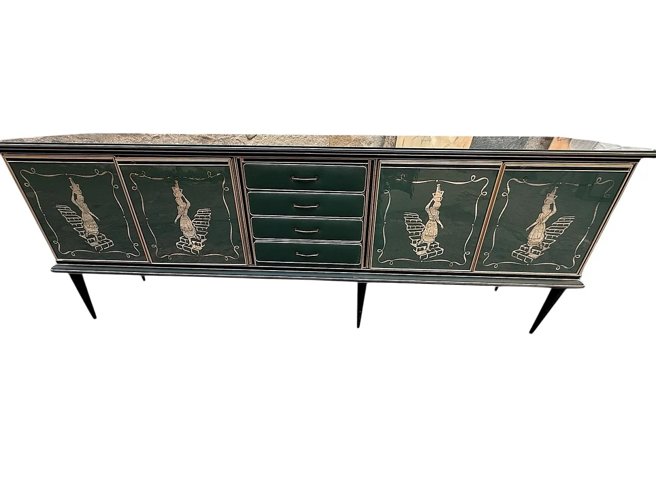 Credenza in lego e vetro di Umberto Mascagni, anni '50 1