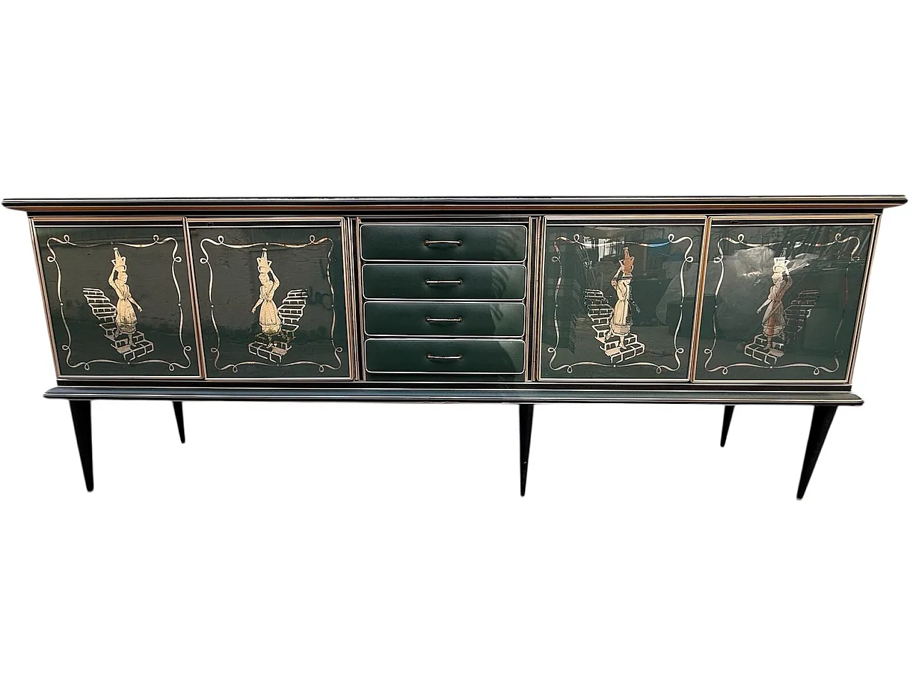 Credenza in lego e vetro di Umberto Mascagni, anni '50 2