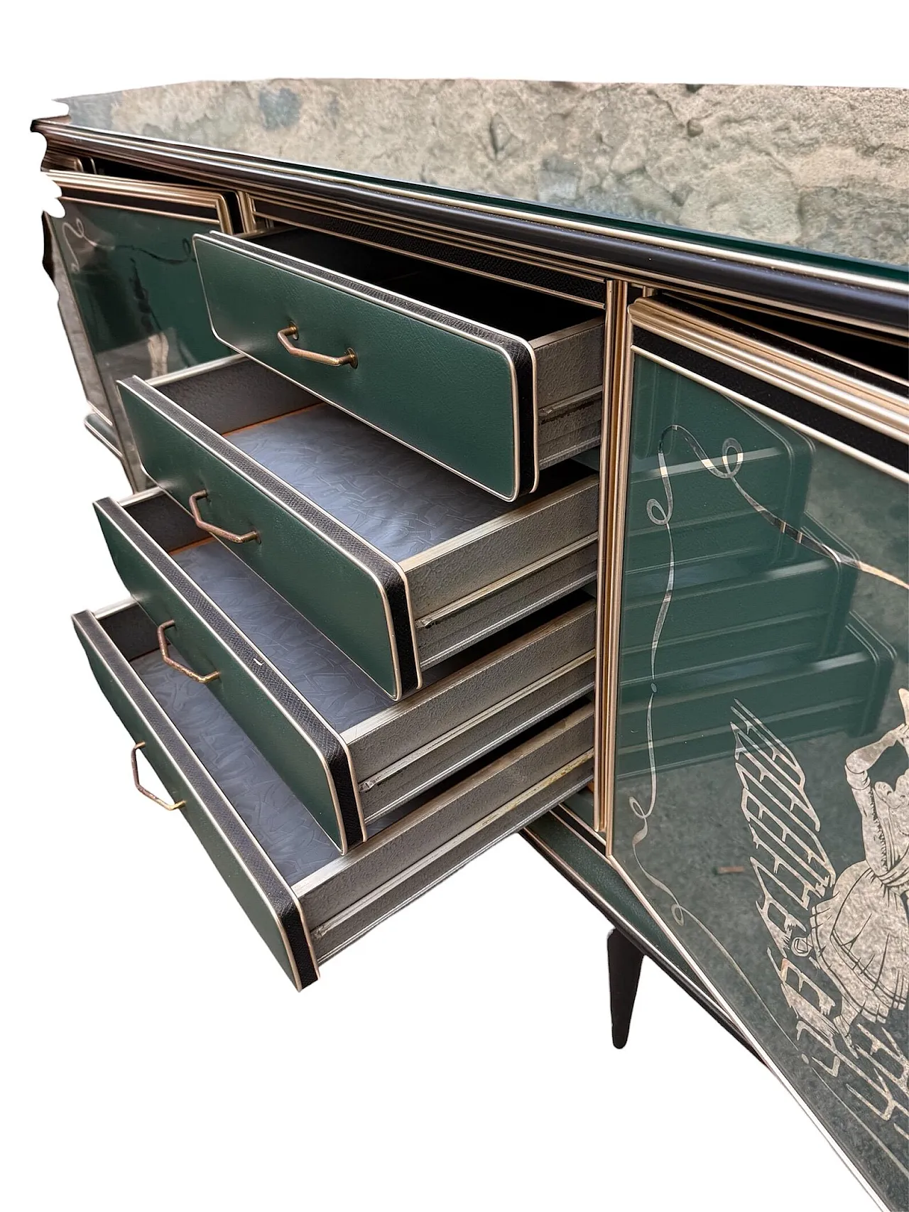 Credenza in lego e vetro di Umberto Mascagni, anni '50 6